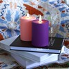 yunsheng Flameless Advent Candles Purple and Pink, 5 Inch Battery