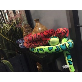 Xshelley 160 cm Giant two-color snake plush toys,The Petting Zoo Snake Stuffed Animal Realistic snake Plush doll Gifts for Kids birthday (red)
