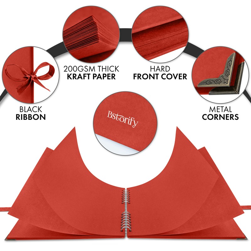 Bstorify 25.4 x 25.4 Cm Scrapbook Album 70 Pages Red