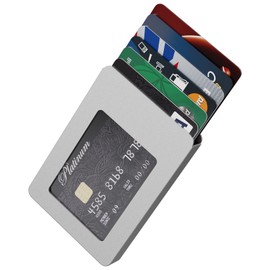 WELLGRO Aluminium Card Holder with Money Clip - Card Case, ID Cover, Secure Storage of Your Cards and IDs, Choice of Colours, Colour: Silver