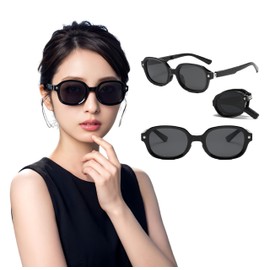 REONAS Women's Folding Polarized Sunglasses, UV Protection, Travel, Portable, Popular Design, Small Face, Compact Case Included