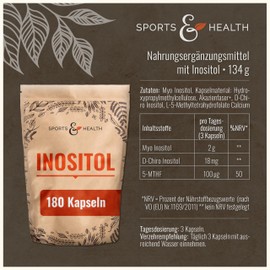 Inositol Capsules - 180 Capsules Inositol Complex - Myo Inositol D Chiro Inositol - Inositol 2000mg per Daily Dose - Free from Additives - Mio Inositol High Dose
