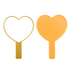 TBWHL Heart-Shaped Travel Handheld Mirror, Cosmetic Hand Mirror with Handle, Cute Hand held Mirror for Shaving Single-Sided Portable Travel Vanity Mirror for Men & Women (Orange, 1Pack)