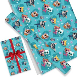 4Pack Wrapping Paper 20X30 inch for Baby Shower Kids Birthday Party Decorations Wedding DIY Crafts Gift Packing Super kitties Birthday Decoration