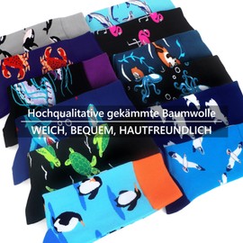 WeciBor 12 Pairs of Colourful Funny Men's Cotton Socks Novelty Crazy Funny Cool with Motif, Black/Blue/Green/Multicoloured Animal-12 Months, 43 - 46