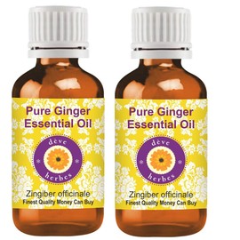 Deve Herbes Pure Ginger Essential Oil (Zingiber officinale) Steam Distilled (Pack of Two) 100ml X 2 (6.76 oz)