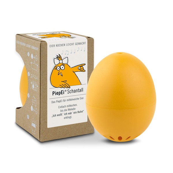 PiepEi Schantall für mittelweiche Eier - Singende Eieruhr zum Mitkochen - Eierkocher für 1 Härtegrad - Chantal für wachsweiche Eier - Lustiges Kochei - Musik Eggtimer - Brainstream