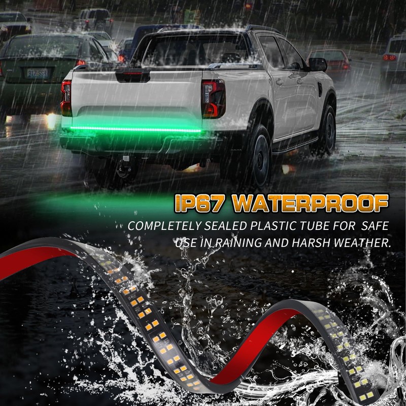 XRIDONSEN 48 inch Truck Green Tailgate Emergency Lights Strip Rear