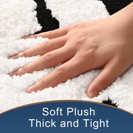 Anybar Bathroom Rug Black and White Bath Mats for Bathroom Non Slip Floor Mat, Thick Soft Shaggy Bath Rugs Cute Bathroom Deocr, Super Absorbent Bathmat Machine Washable Carpet (24 x 36 in)