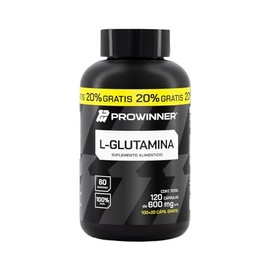 PROWINNER | L-Glutamina, Suplemento Alimenticio, L-Glutamina 100% Pura, Antioxidante, Post Workout, 120 Cápsulas de 600mg