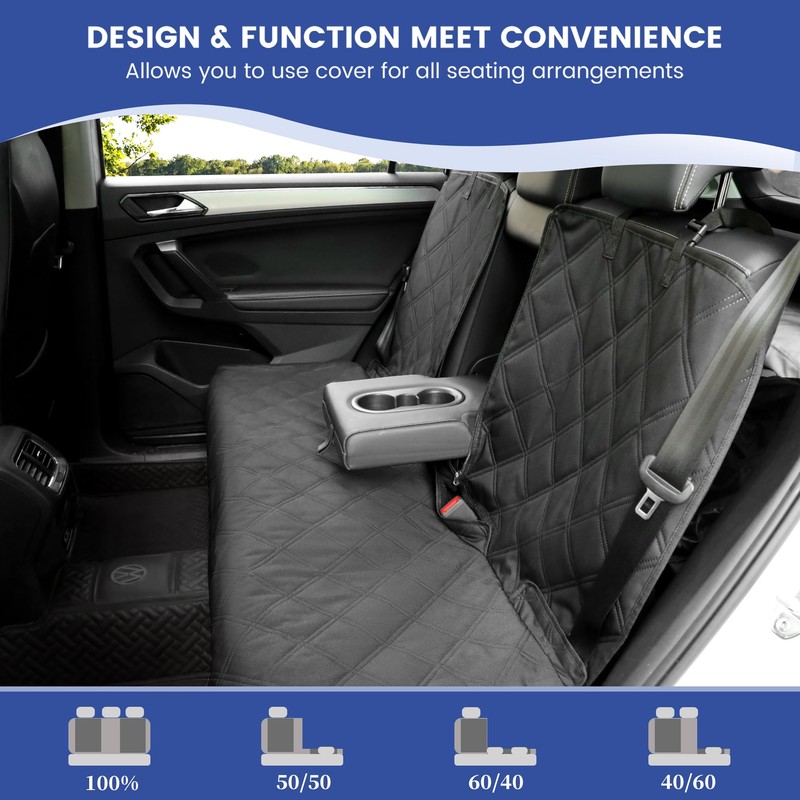 ALLANSING Back Seat Cover for Compact Cars/SUVs Rear Split Bench