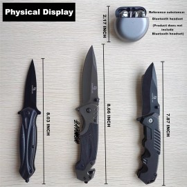 3-Piece Pocket Folding Knife Set 440C Stainless Steel Blade Camping Tool