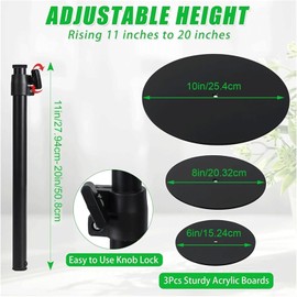 Soporte Ajustable para Plantas con Altura Regulable, Elevador de Macetas Interior y Exterior, Estructura Fuerte de Metal y Acrílico para Jardín, Patio y Decoración del Hogar(30-50cm)