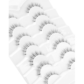 Onlyall Lashes Natural Look False Eyelashes Natural Wispy Lashes Short Eyelashes Fake Eye Lashes Clear Band Eyelashes 7 Pairs A22