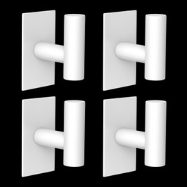 VAEHOLD 4PACK Adhesive Hooks, Heavy Duty Wall Towel Hooks Stainless Steel Door Hooks for Hanging Coat, Hat, Towel, Robe, Key, Clothes, Closet Hook Wall Mount for Kitchen, Bathroom - White