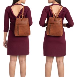 STILORD 'Holly' Small Leather Backpack for Women Vintage Daypack Shoulder Bag Crossbody Bag Purse City Rucksack for Tablets Travel Bag Genuine Leather, Colour:maraska - brown