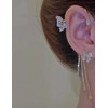 Jumwrit Rhinestone Butterfly Ear Cuffs Tassel Chain Dangle Earrings Non