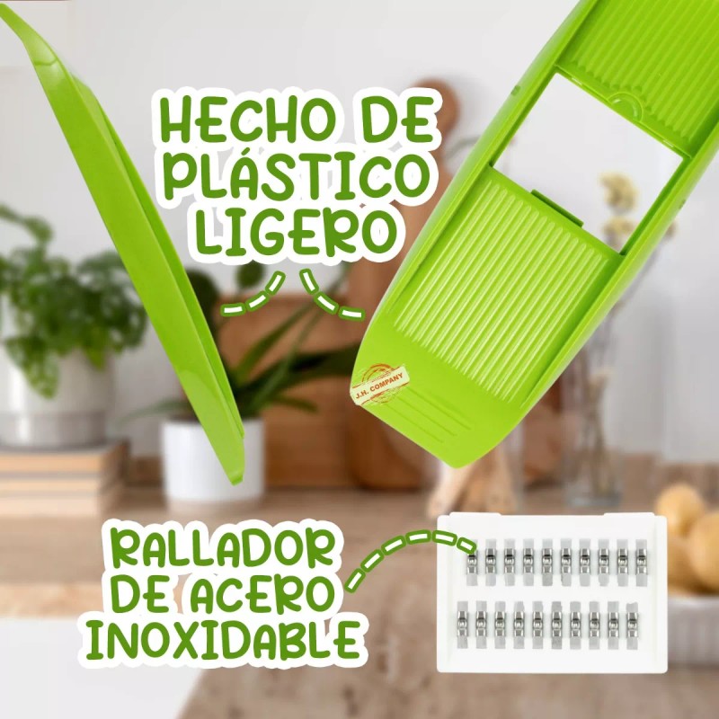 J.H. Company Rallador 3 En 1 Verduras Rebanador Manual Plano