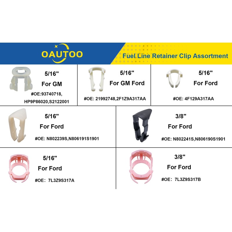 OAUTOO 70pcs Fuel Line Retainer Clip Assortment for Ford GM