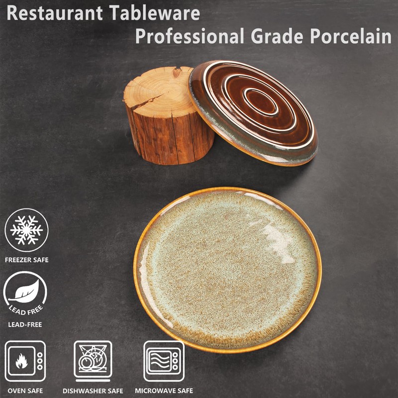 jinsongdafa Ceramic Dinner Plates Dish Set,Set of 4,for Lunch snacks
