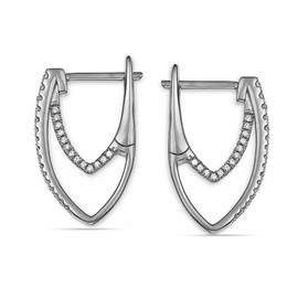 LeCalla 925 Sterling Silver Hoop Earrings Rhodium-Plated Small Lightweight Cubic-Zirconia Hoop Earrings for Women Teen 25 MM