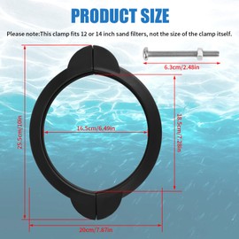 Gosknor SF80110-2 Pool Clamp Collar Ring Replacement, with Screws Compatible with Intex 12 & 14 Inch Sand Filter Pump, Pool Sand Filter Replacement Parts (2,100 & 2,800 GPH Flow Rate)