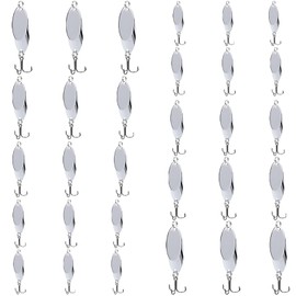 FREGITO 30pcs Fishing Spoons, Trout & Bass Lures - Hard Metal Spinner Baits for Salmon, Bass & Trout (Silver-A)