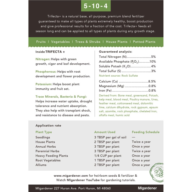 Grace nnvg Trifecta+ 5-10-4 Organic All Purpose Plant, Flower and