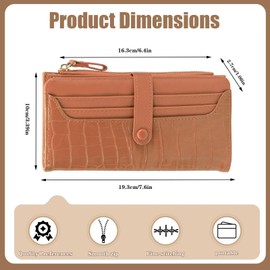 Donmnemb Wallet Clutch Wristlet with Zipper, Brown Wristlets Wallets for Women, Womens Purse for Office Travel (Brown)