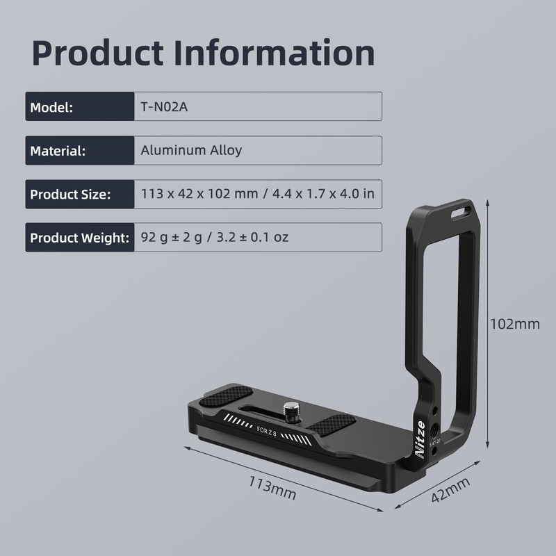Nitze Z8 L Bracket for Nikon Z 8 Camera with