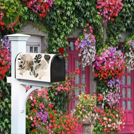 Baocicco Watercolor Monstera Mailbox Cover Brown and Green Leaves Magnetic Mailbox Wraps Standard Size 21x18 Inch Waterproof Post Case Cover Decorative for Family Forecourt Outside Garden Yard