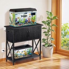 SEGAWE 29Gal Metal Frame Aquarium Stand Fish Tank Turtle Tank Stand w/ Cabinet Storage