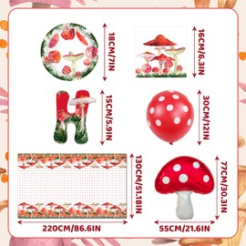 44 PCS Mushroom Birthday Party Decorations, Mushroom Birthday Banner Mushroom Balloons Mushroom Tablecloth Mushroom Plates and Napkins for Mushroom Party Decorations Supplies