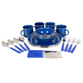 Stansport Stansport Deluxe 24-Piece Enamel Tableware Set - Blue (11220)