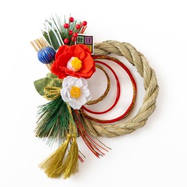 Hideshime MD-33A Shime Rope, Stylish, New Year Decoration, Modern Wreath (Tsubaki), Natural