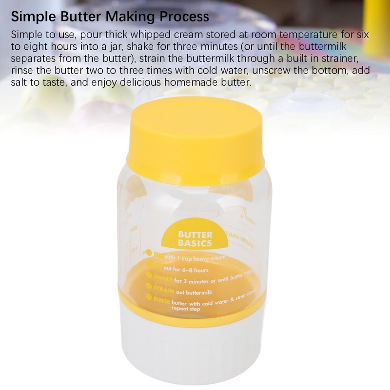 Butter Maker Cup with Built In Strainer, Manual Shake Jar