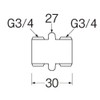 SANEI G3/4 T206-20 Parallel Nipple for Flexible Connection 20 Piping