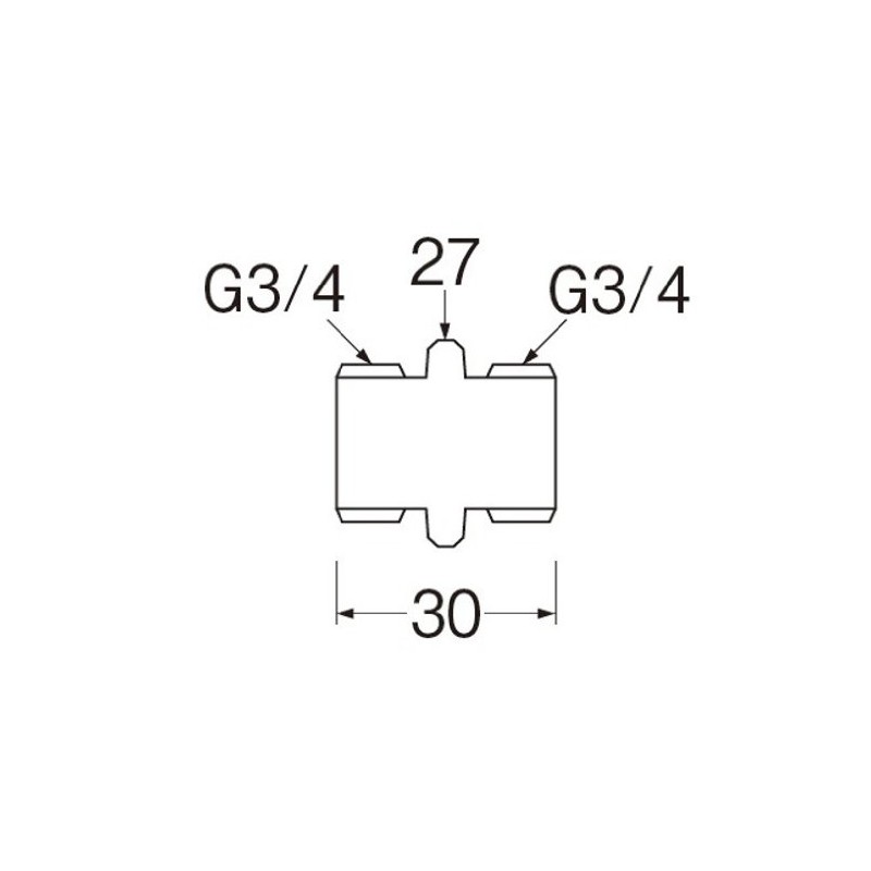 SANEI G3/4 T206-20 Parallel Nipple for Flexible Connection 20 Piping