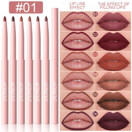 BONNIE CHOICE 6 Pcs Retractable Lip Liner Pencils Set Pack for Shaping & Sculpting Lips (Set A)