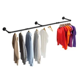 SERENITA 74.5" Super Long Industrial Pipe Clothing Rack 73 inch, Hanging Rod for Closet, Wall Mounted Multi Purpose (2)