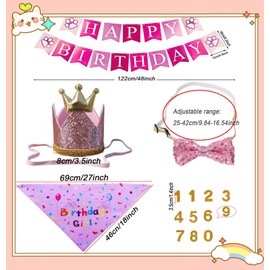 Kit de suministros para fiesta de feliz cumpleaños, sombrero de fiesta para perro, pañuelo, pajarita y pancarta de feliz cumpleaños para perros pequeños, accesorios de traje de cumpleaños para