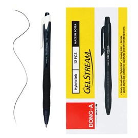DONG-A Printable Hybrid Rollerball Pen Quick Dry Medium Point 1.0mm Black Pack of 12