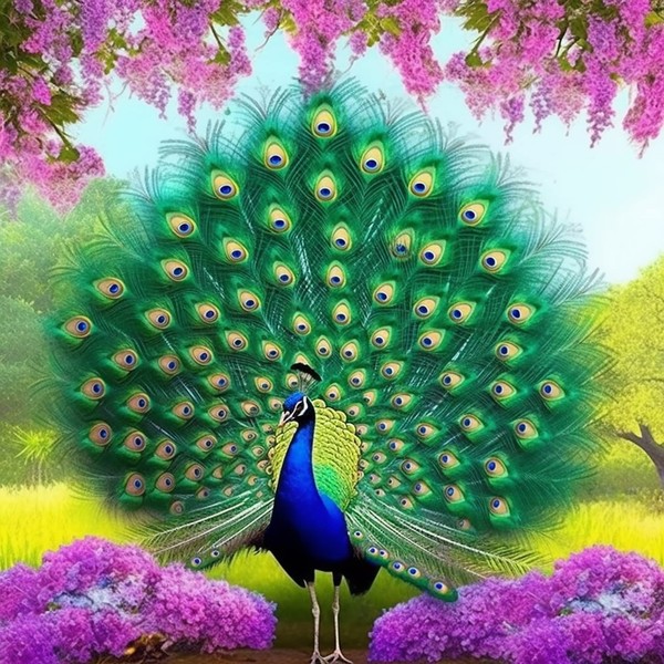 Bimkole 5D Diamond Painting Kits Colorful Peacocks, Full Drill Animal DIY Rhinestone Embroidery Set Paint with Diamonds Art by Number Kits Cross Stitch Home Wall Craft Decoration 16x16inch