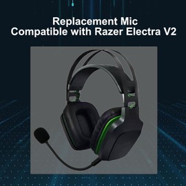 SPTSSWET Replacement Microphone Compatible with Razer Electra V2 Headphones Detachable Game Mic Boom Professional Clear Crystal Sound Noise Isolation Mic with Windscreen,3.5mm Black 5.9 inch