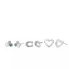 COACH SIGNATURE STONE CLUSTER HEART 3 PAIRS EARRINGS SET SILVER