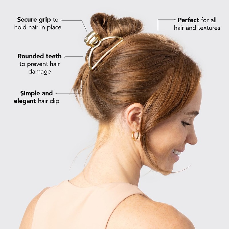 Custelen Gold Metal Claw Clips - Large Hair Clips for