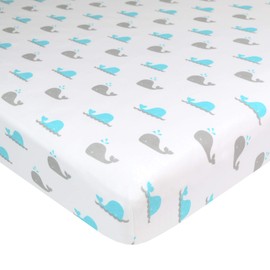 American Baby Company 15" x 33" Fitted Bassinet Sheet, Printed 100% Natural Cotton Jersey Knit, Aqua Whale, Soft Breathable, for Boys and Girls 1 Count (Pack of 1)