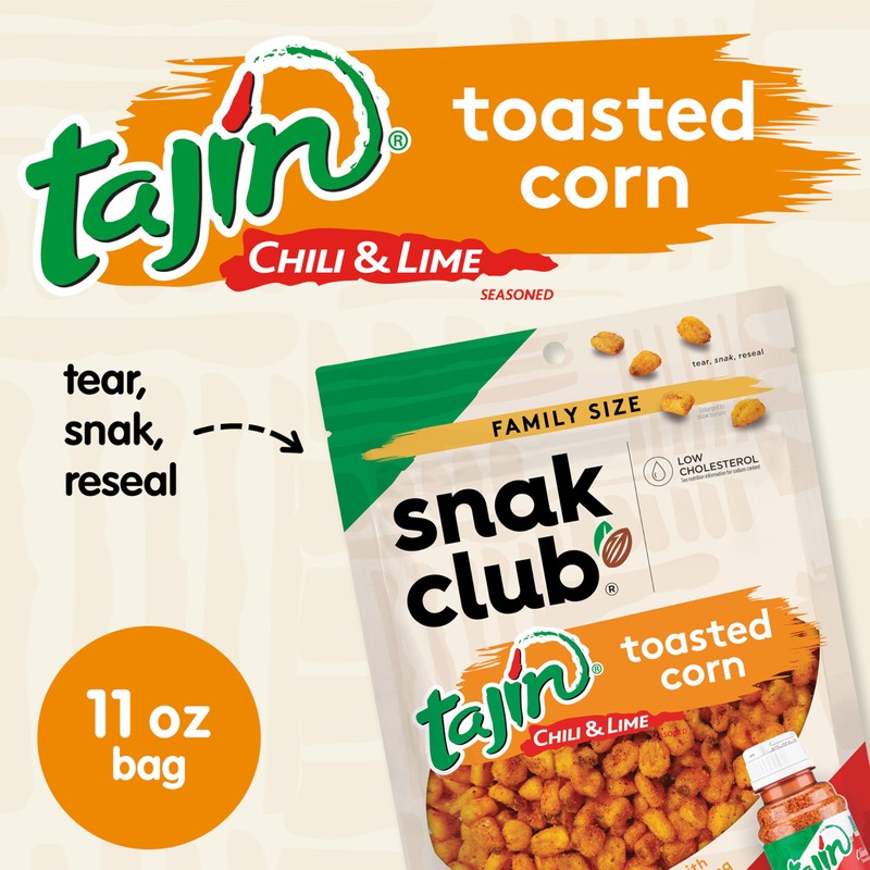 Snak Club Tajin Toasted Corn, Roasted Corn Nuggets with Chili
