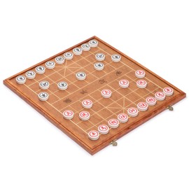 Yellow Mountain Imports Chinese Chess (Xiangqi) Set with Folding Rosewood Veneer Board (16.3-inch) and Acrylic Playing Pieces