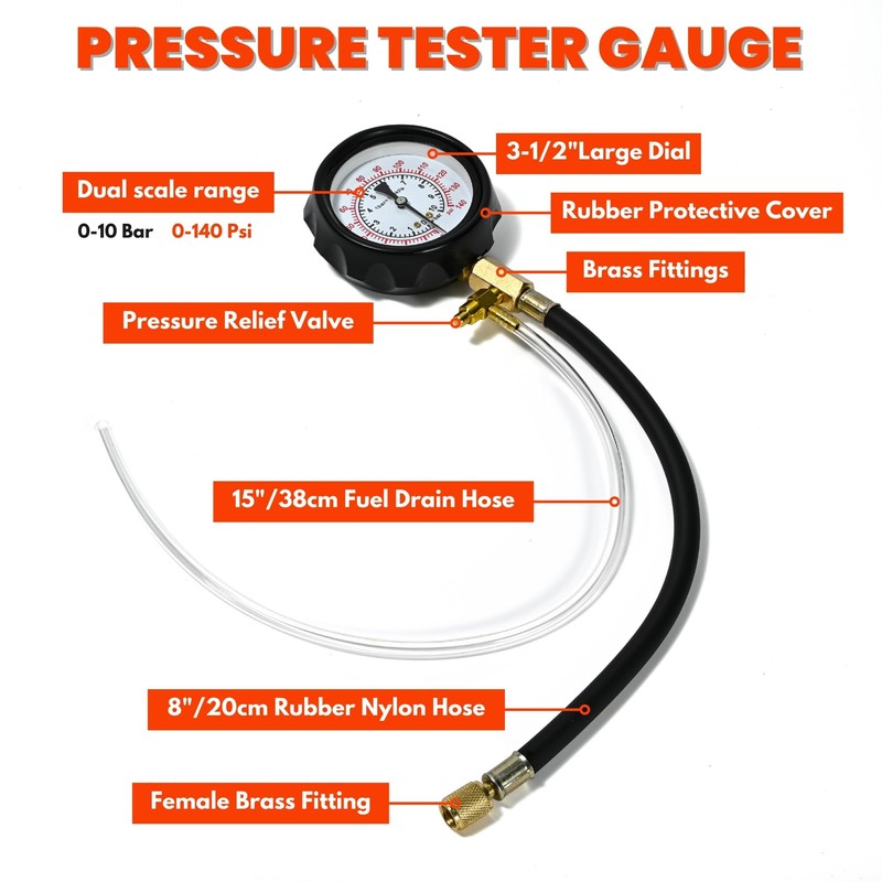 NP Diesel Fuel Pressure Gauge Kit Petrol Fuel Pressure Tester